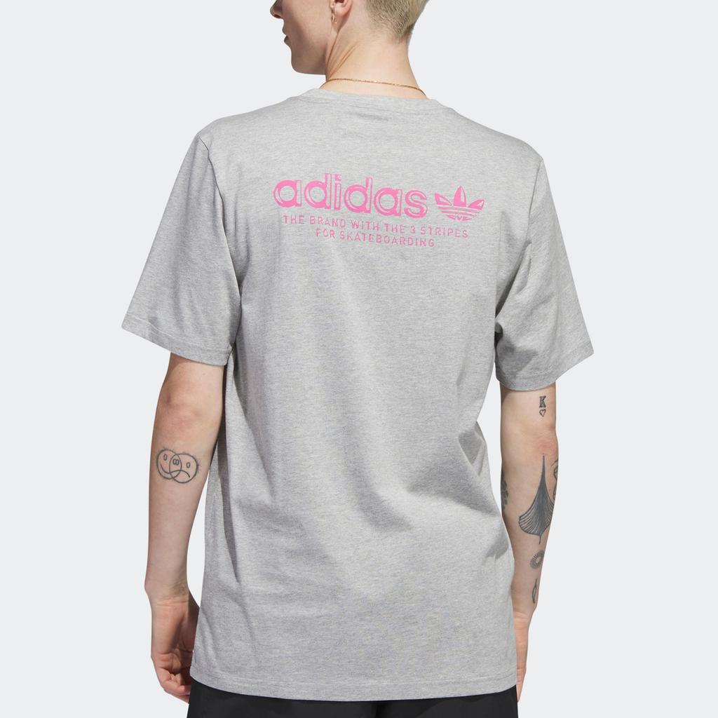 Adidas Originals Trefoil Letter Brand Logo Print Sports Short Sleeve T-Shirt Men Tops Medium-Hemp-Gray HS3028