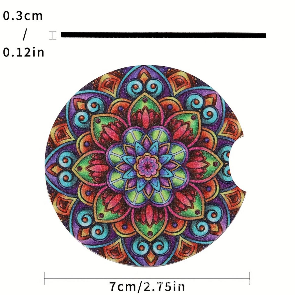 

1/2PCS Car Coaster Mandala Style Coasters High Temperature and Slip Resistant Interior Trim Accessories Centre Console Top Decor