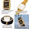 SKMEI Quadratische Uhr Schwarzes Lederarmband Stilvolle Armbanduhr Chronograph Wasserdicht Marke Analog Business Casual Uhr Luxus Geschenk Gold Schwarz Uhr für