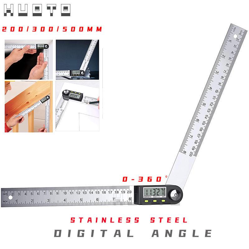 Stainless Steel Digital Angle Protractor 200mm - 360° Ruler for Woodworking