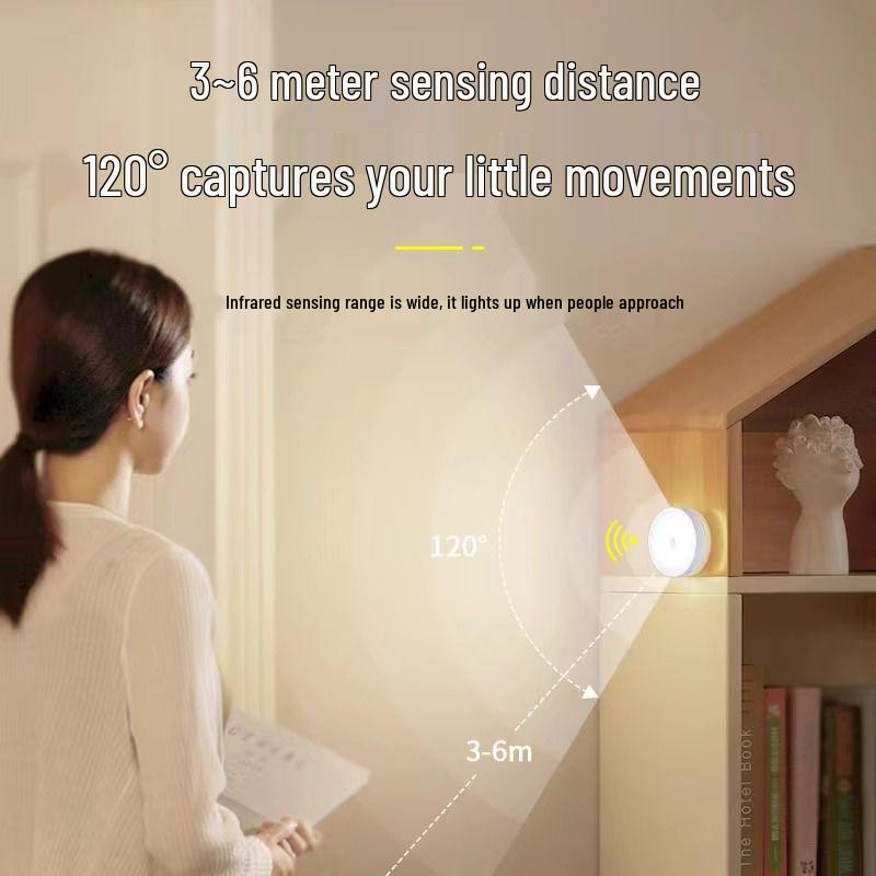 LED Motion Sensor Night Light for Bedroom, Bedside, Wardrobe, and Cabinet - Rechargeable Magnetic Induction Light