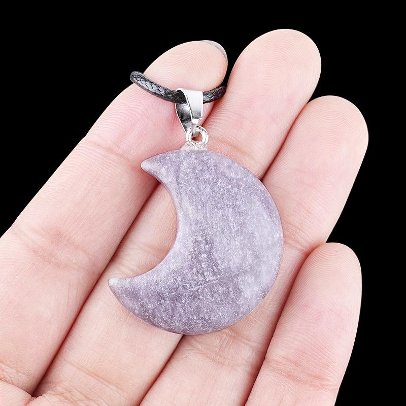 Naturkristall Achat 30mm Halbmond Anhänger Halskette mit DIY Sternanhänger