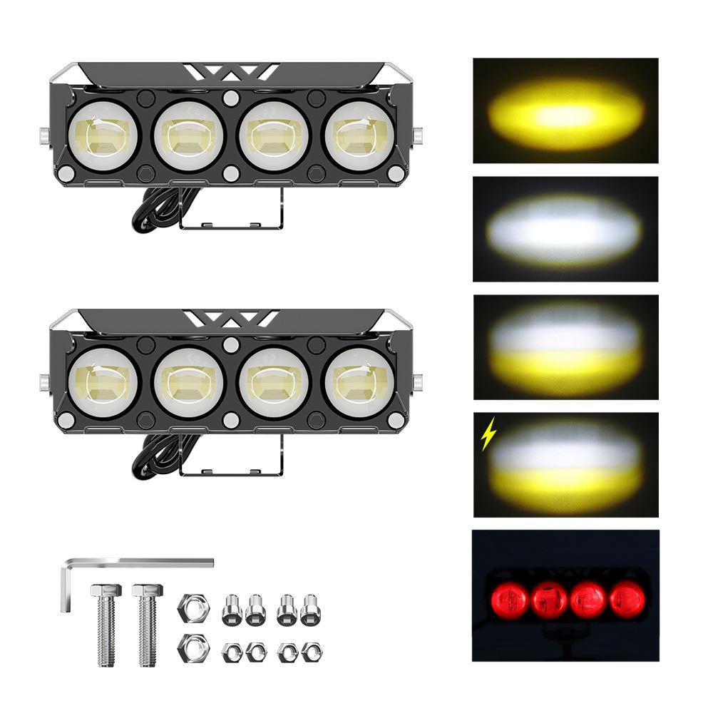 Four-Eye Motorcycle LED Headlight with Demon Eye Auxiliary Lights for Electric Vehicles