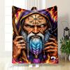 Mystical Wizard with Runes and Raven print blanket soft and cozy perfect for the living room bed sofa or a nap,gift