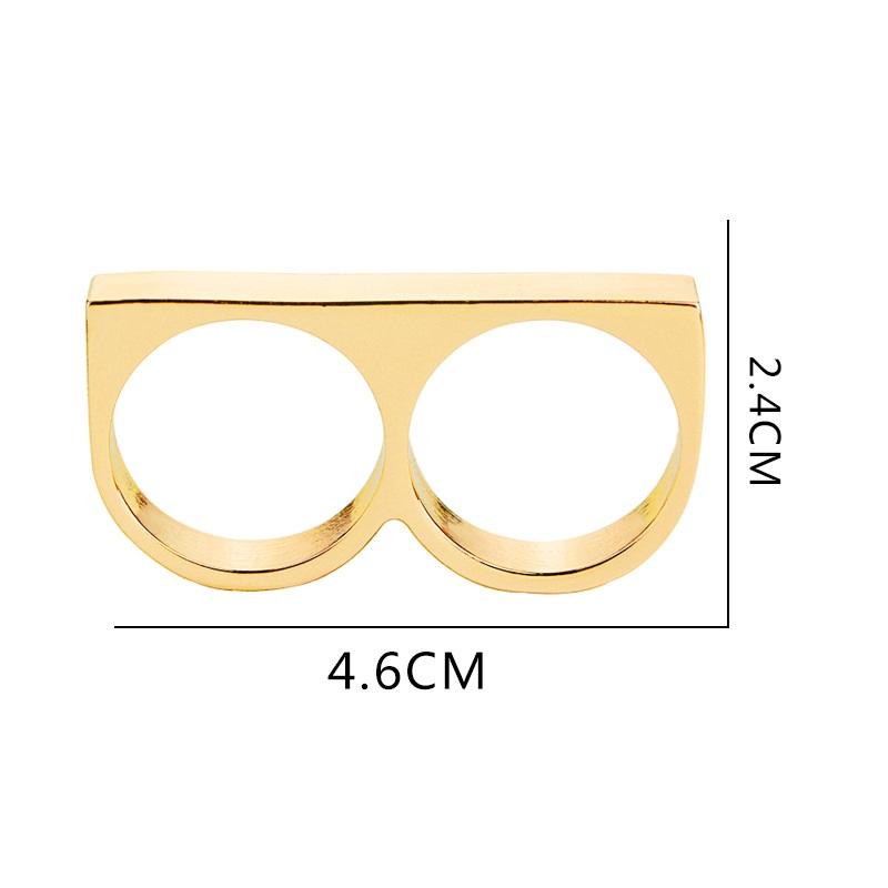 Hip Hop Punk Stainless Steel Brass Knuckles Ring for Women/Men Two Fingers Personality Fashion Jewelry