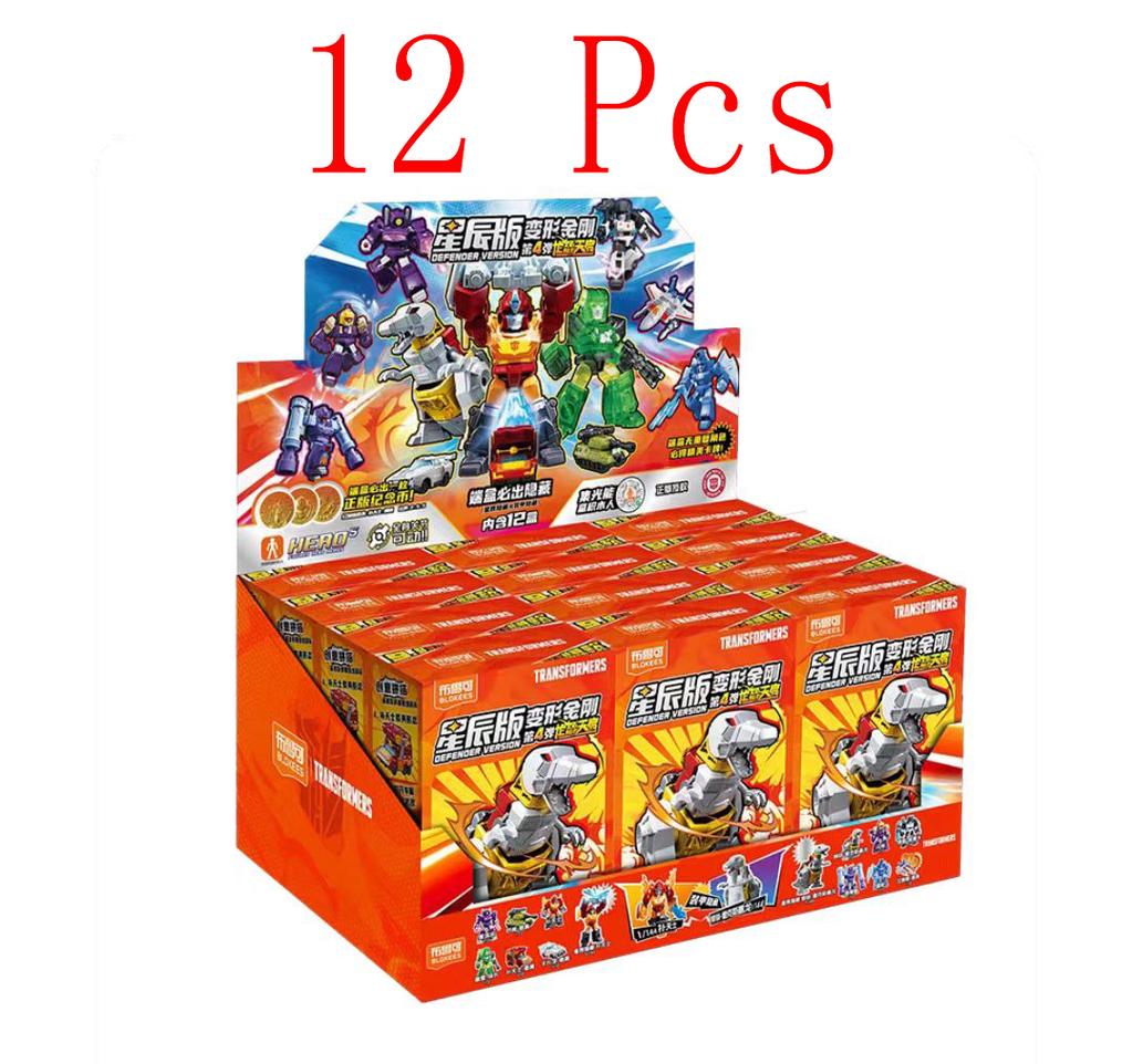 New Blokees Transformation Defender Version Blind Box Rodimus Prime Hot Rod Grimlock Dinobots Blitzwing Action Figures Gifts 4 Poseable Articulated