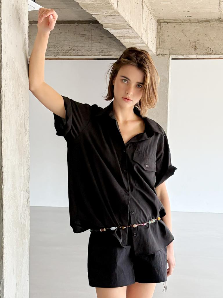 Kelidu Summer Oversized Half Shirt_Black