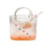 Yousheng Handtaschenförmiges Weinglas, 750 ml Handtaschen-Cocktailbecher mit Strohhalm, Einzigartiger Glasbecher für Saft und Limonade, Kreative Vase für Blumen