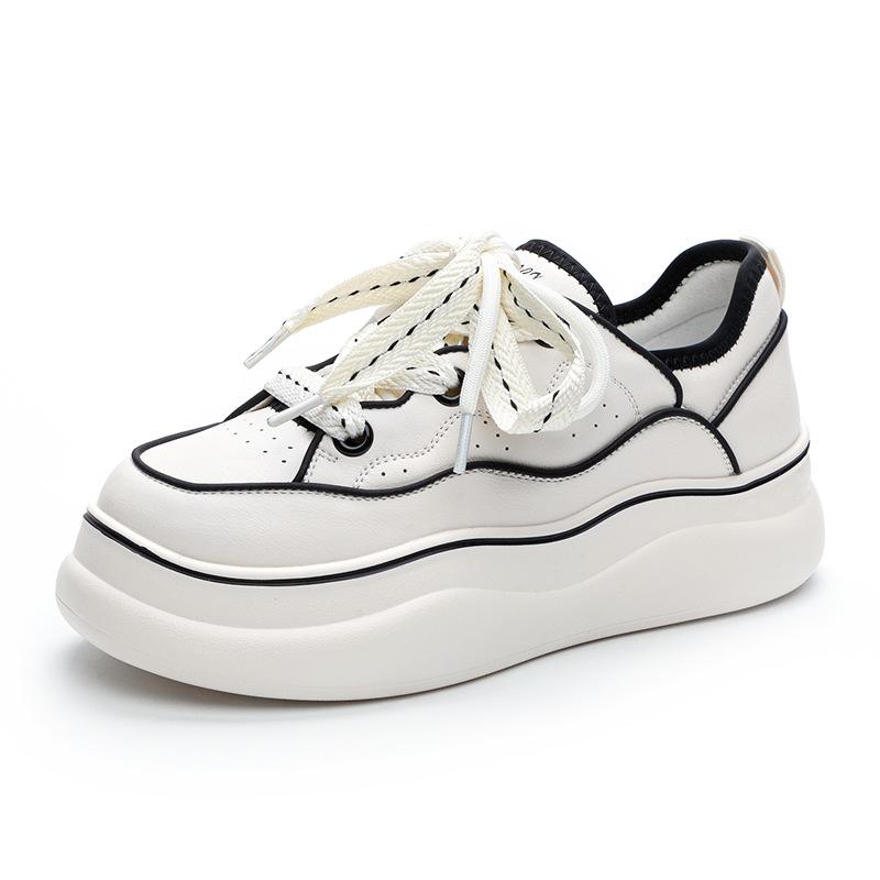 Genuine Leather White Women's Shoes Autumn and Winter New Platform Sports Dad Shoes Women's Casual Sneakers