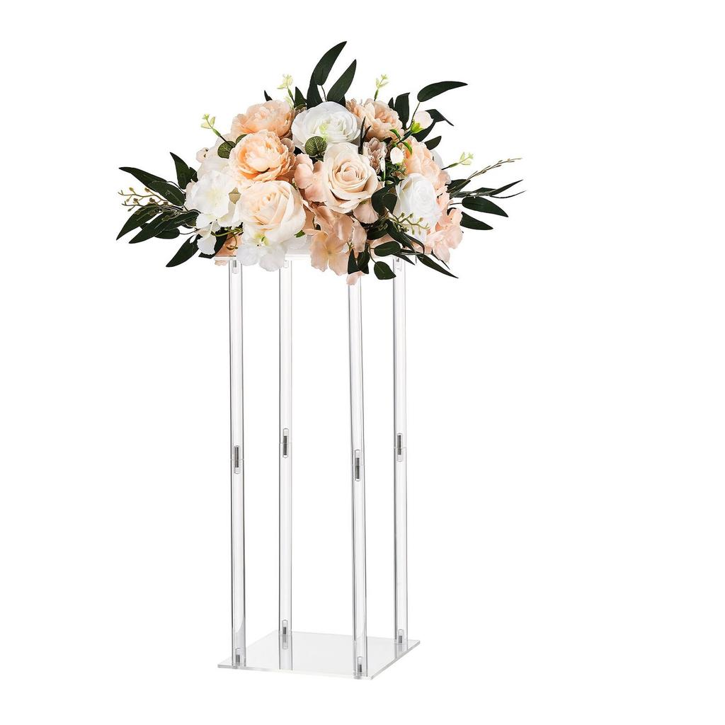 Wedding Flower Stand, 10PCS 50cm Column Flower Stand, Floral Stands with Acrylic Laminate, Cylindrical Cubic Floral Display Rack for Wedding, Party,