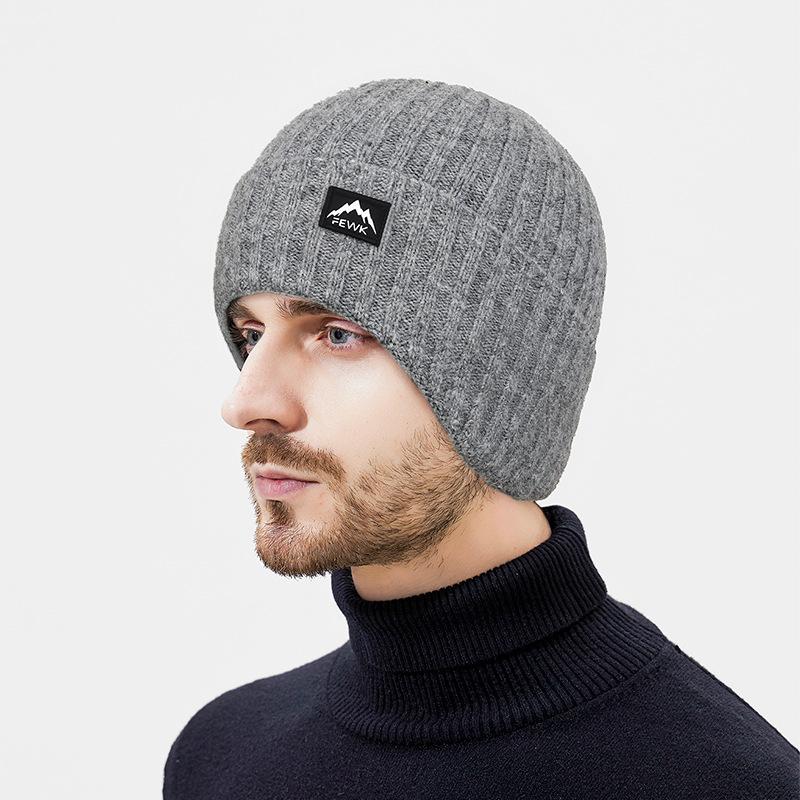 Winter Plush Knitted Cap Two-Piece Men's Outdoor Cold-Proof Warm Ear Protection Wool Cap