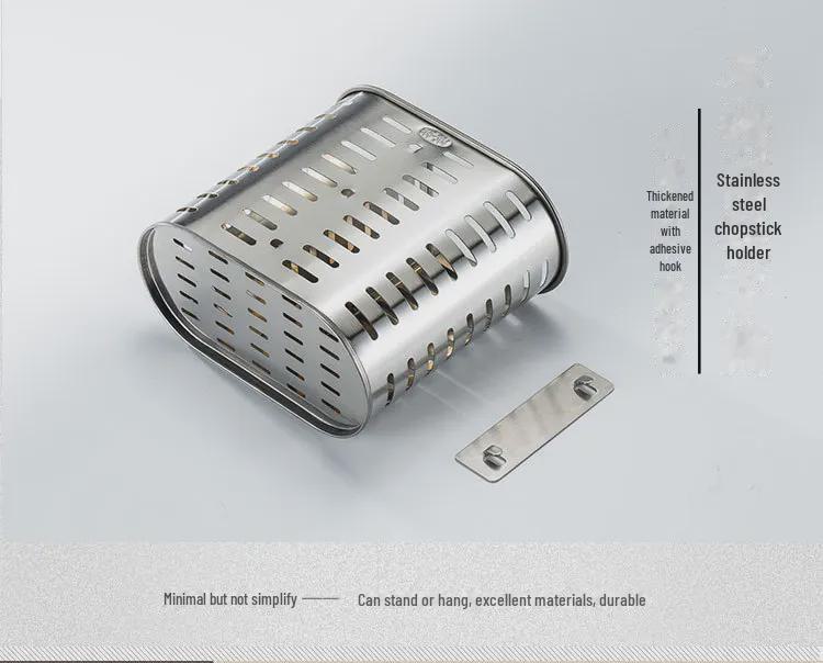 Stainless Steel Chopstick and Utensil Holder, Wall-Mount, Punch-Free