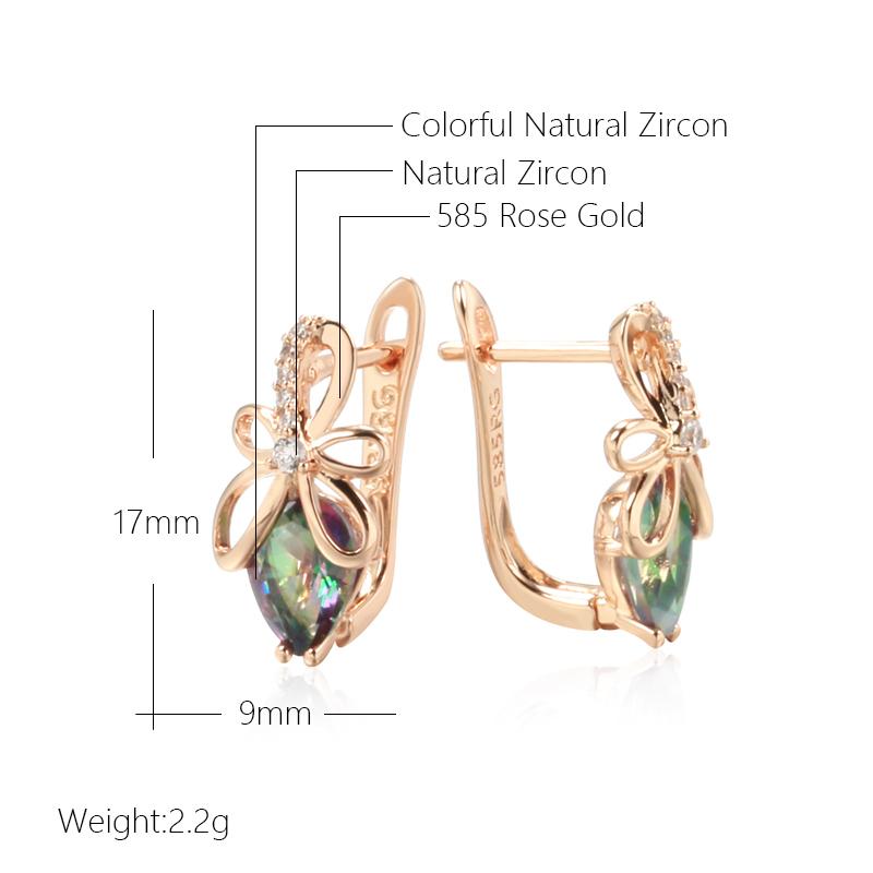 Unique Design Colorful Natural Zircon English Earrings For Women  Rose Gold Color High Quality Daily Fine Cute Jewelry