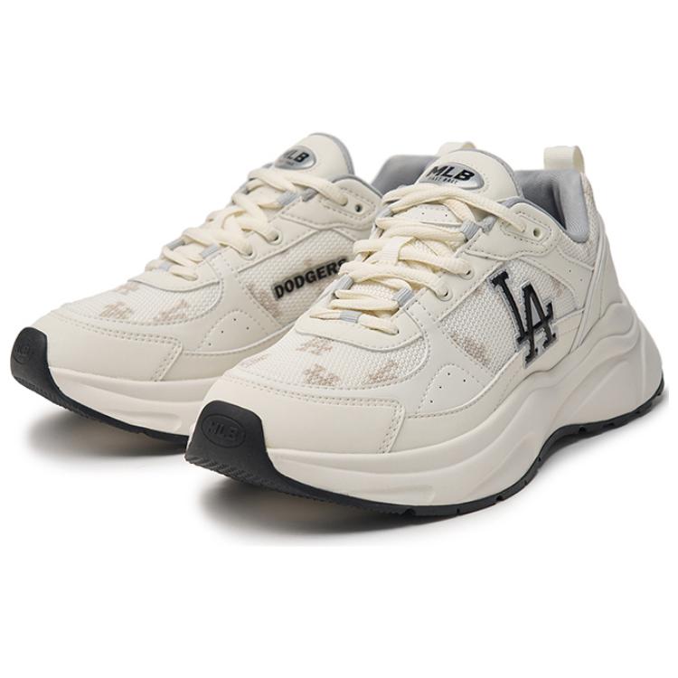 New MLB Fast Ball Classic Monogram 24SS Los Angeles Dodgers Slip Resistant Low Top Casual Shoes Unisex Milk White 3ARNFSB4N-07CRS