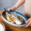 Creative Loading Fish Plate Household Special Elliptical Plate for Chop Pepper Head Set Fish Ceramic Steaming Fish Plate