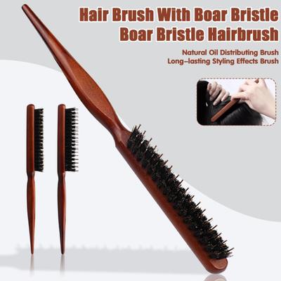 1/2Pcs Wildschwein Borsten Necken Haar Pinsel Holz Langen Griff Curl Flauschigen Haar Ratte Schwanz