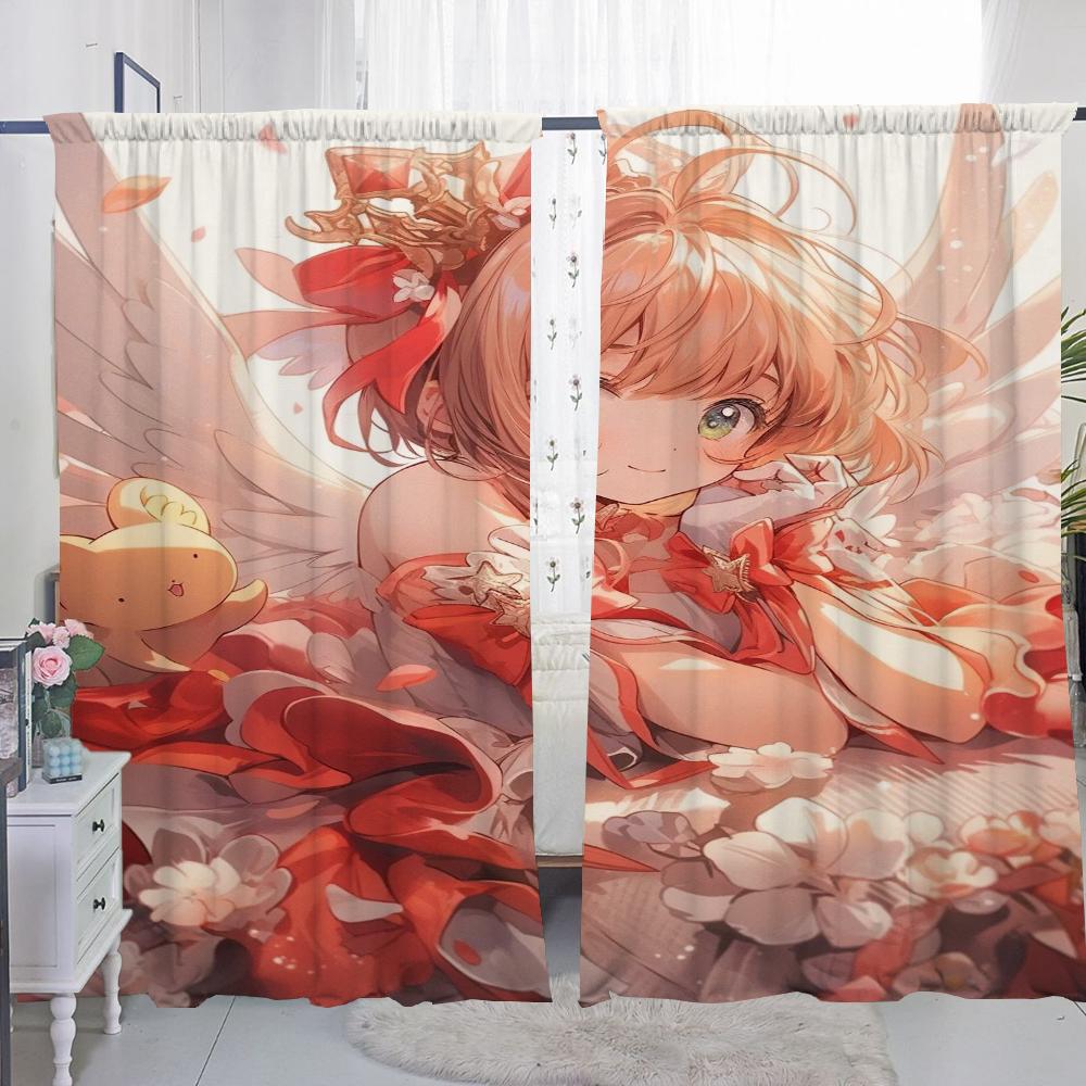 Kitchen Curtains for Living Room 2 Pieces Blackout Curtains Door Curtain C-cardcaptor S-sakura Bedroom Decoration Partition Home
