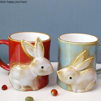 Kaninchen Keramik Wasserbecher Tierförmige Tasse Kaffeetasse Nachmittagstee Tassen Milchtee Tassen Kaffeebecher Teebecher Heimisches Trinkgeschirr Geschenk