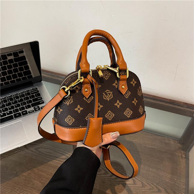 New High-end Contrasting Color Shell Bag Portable Shoulder Oblique Span Trendy Women's Bag