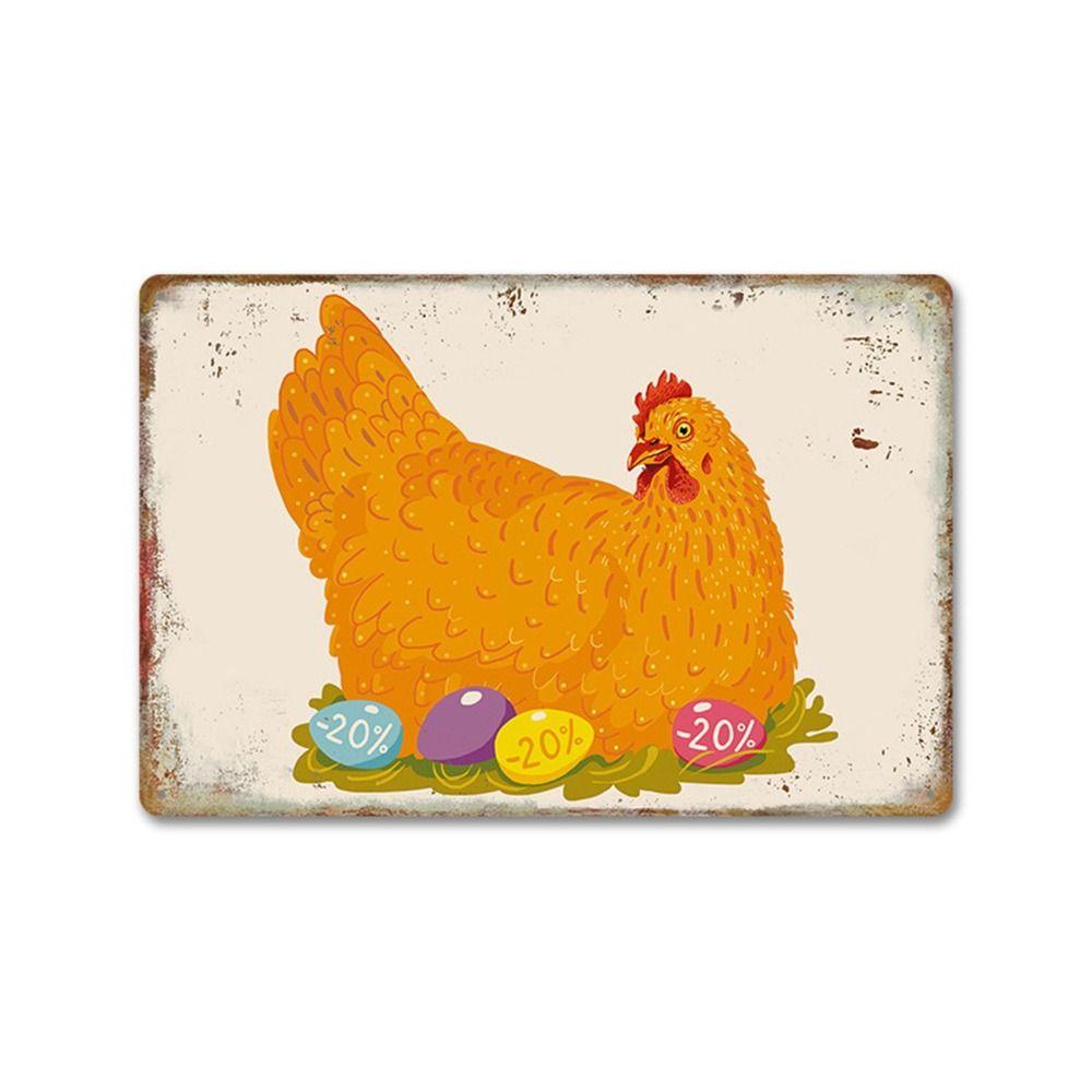 Metal Poster Chicken Easter Eggs Kitchen Decor 20x30cm