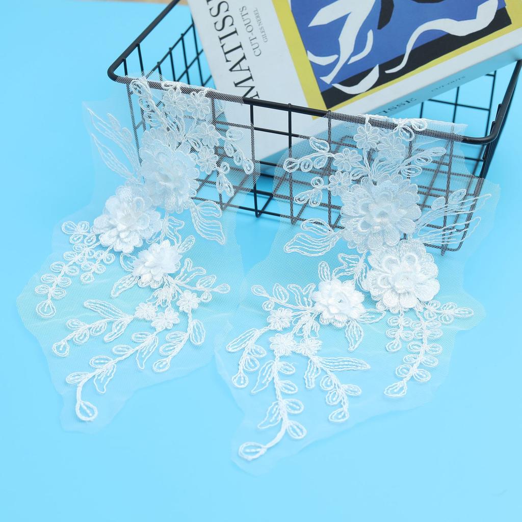 Clothing Accessories Handmade Accessories Embroidery Three-Dimensional White Car Bone Pair Flower Lace Flower Decoration Bridal Headdress