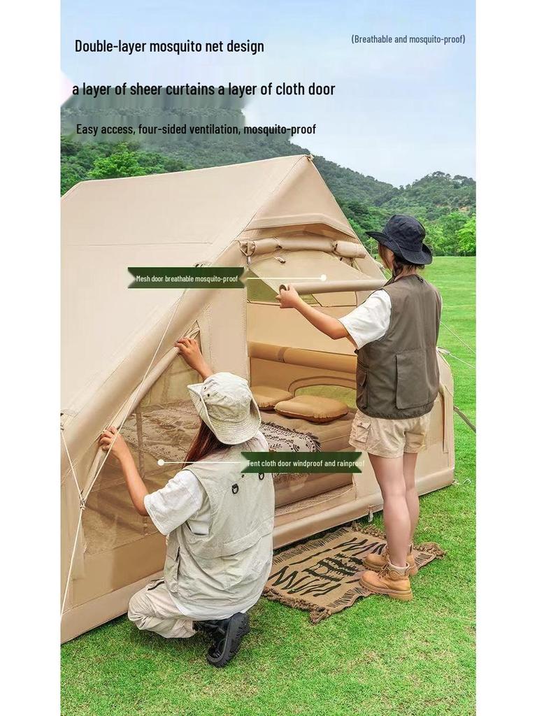 Portable Outdoor Inflatable Camping Tent - Thickened Oxford Cloth for Mountain Wilderness