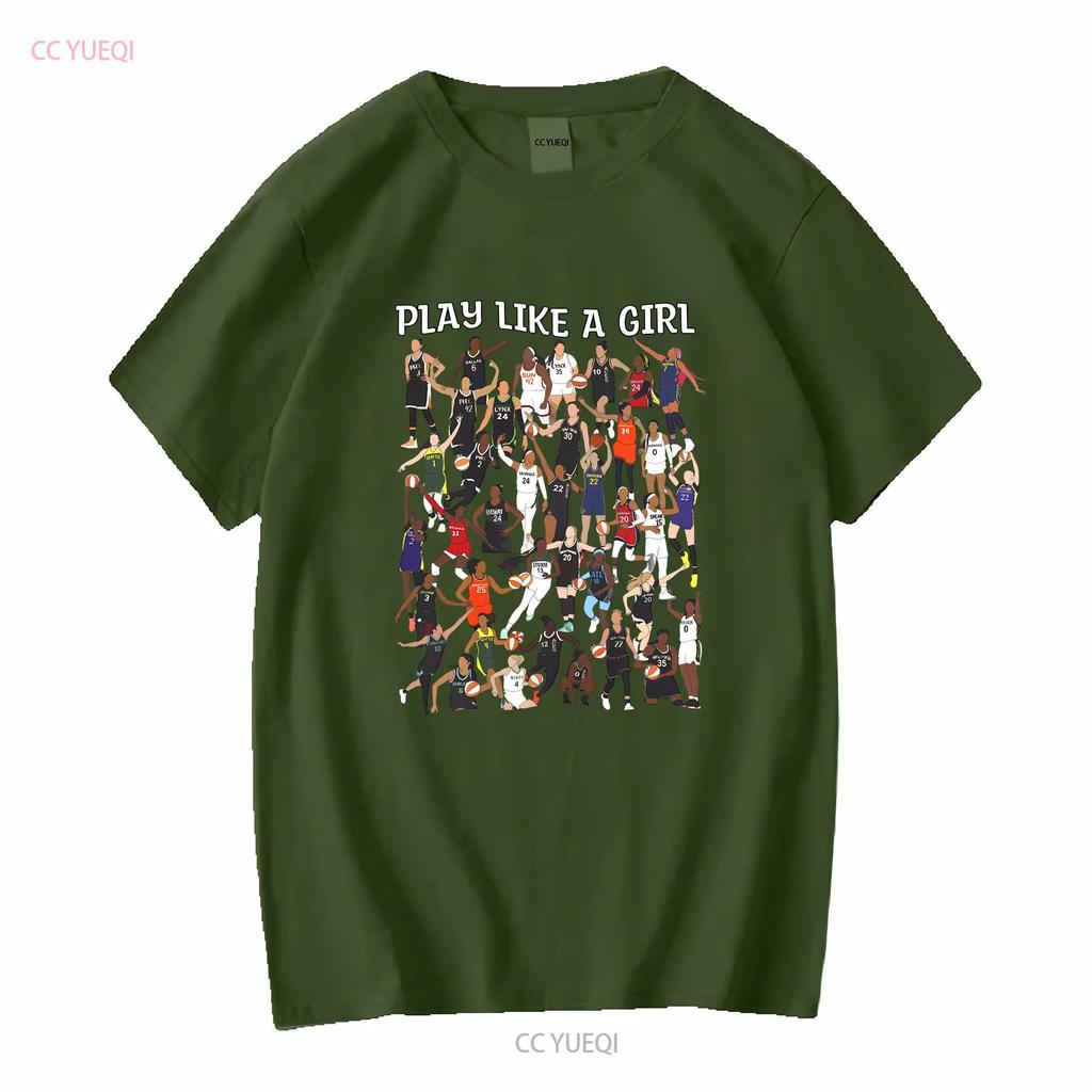 Spiele wie ein Mädchen WNBA Spieler Trikot T-Shirt lang- oder kurzärmlig Vintage gewaschen Weich Bequem Vielseitig homme Stilvoll