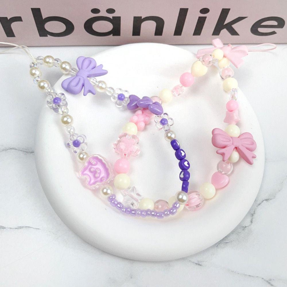 Beaded Bow Beaded Mobile Phone Chain Bowknot Bowknot Y2K Phone Lanyard  Phone Case