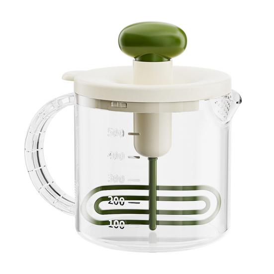Press Egg Beater, Manual Push Down Mixer for Baking, 500ml Measuring Cup with Whisk, Multifunctional Stirrer for Pancake Milk