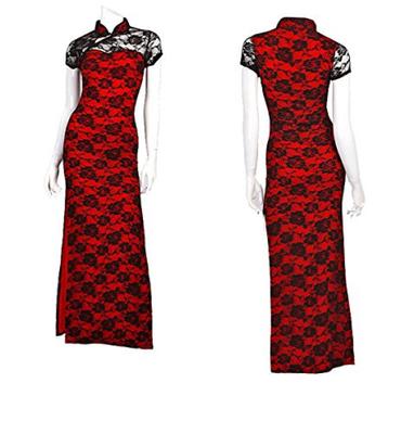 Size XXL Long Chinese Dress Black Red Party Cosplay Crossdresser Size TOKYO GOODS MARKET Pure RibbonPlus & Men's