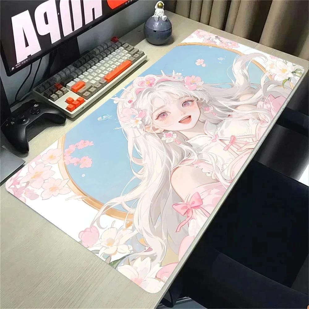 Kawaii Mouse Pad Office Computer Desk Mat Rubber Mouse Mats Gamer Keyboard Beautiful Girls Mousepad Cabinet Cute Pc Gaming