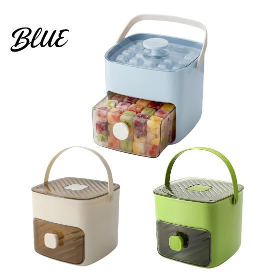Efficient Ice Making System 48 Cube Maker with Easy Push Release Lid Bin Tray Built-in Storage Box for Whiskey Cocktails Coffee Beverages Freezer