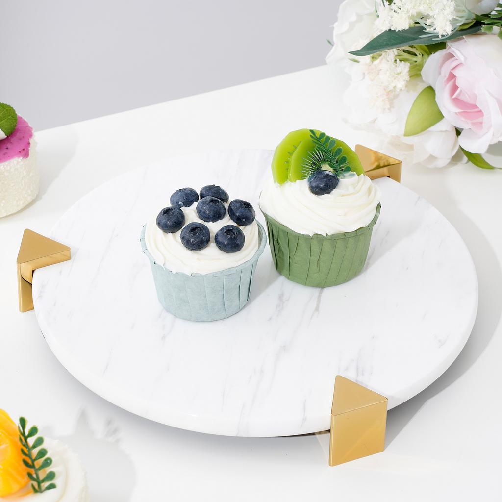 Marble Tray Round Cake Display Stand Dessert Plate Afternoon Tea Cake Tray  Trays Decorative Wedding Table Storage Fruit Plate