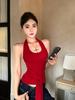 American Sexy Spice Girl Neck Sling Vest Women's Summer New Waist Design Halter Strap Sleeveless Top