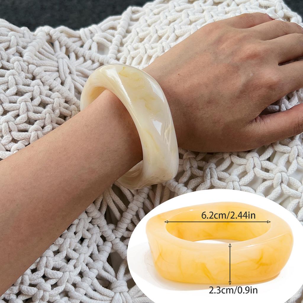 Fashion Irregular Amber Smudged Acrylic Bracelet, Exaggerated Geometric Glossy Resin Bracelet