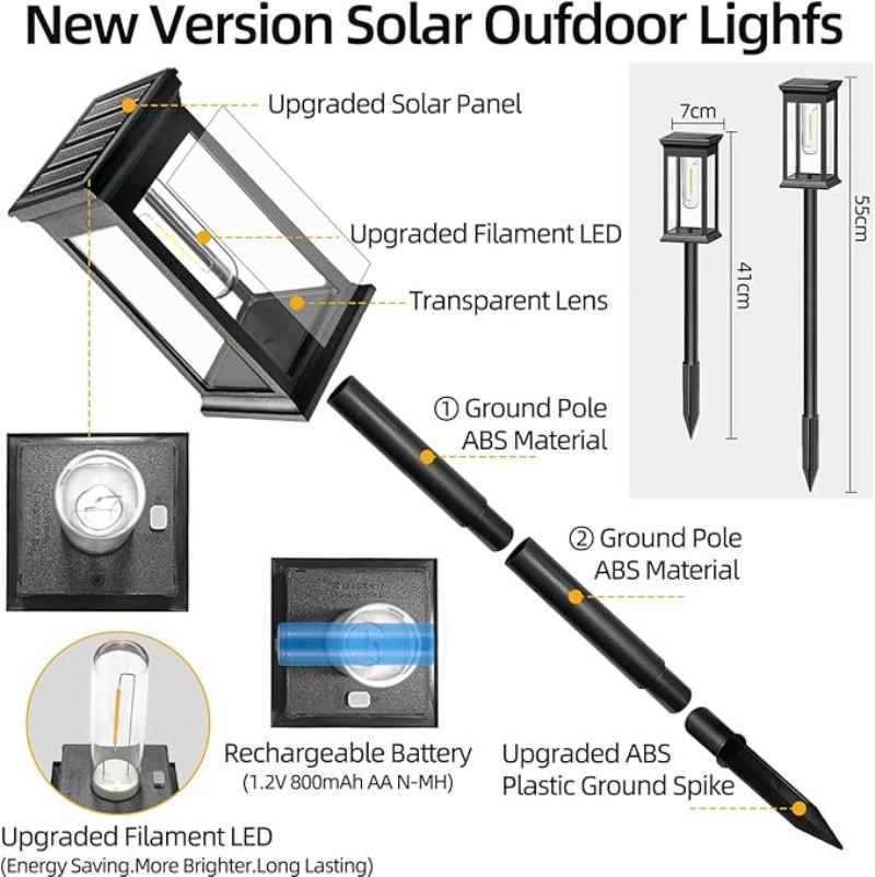 1/2/4/6 Waterproof Solar Lights Outdoor Automatic on/off LED Solar Flashlights Garden Lights Balcony Paths Lawns