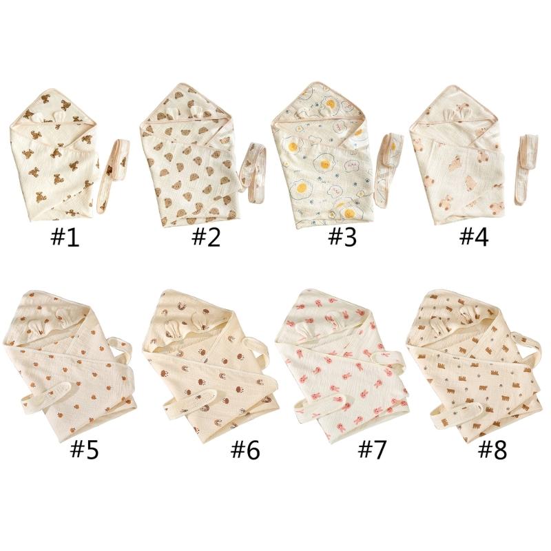 Babyfilt Bomullssvep med Sött Mönster för Nyfödda och Småbarn Multifunktionellt Barnvagnsskydd Sveptyg