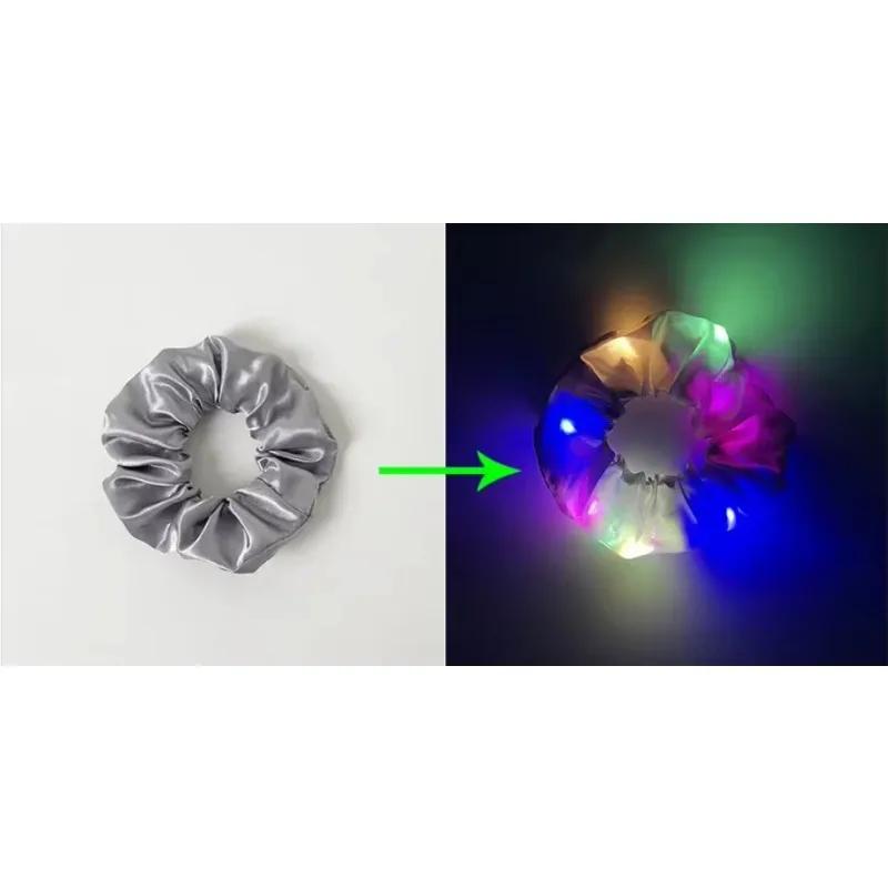 1pcs LED Luminous Hair Scrunchies Light Up Hair Scrunchies Elastic Light Women Girls Hair Bands for Halloween Christmas Party