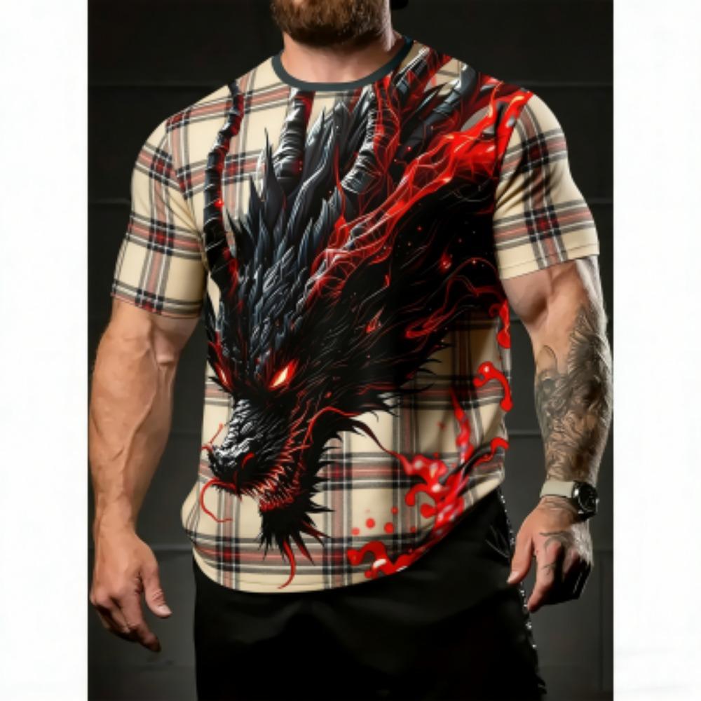 

Europe America Summer Men s T-Shirt Dragon 3D Print Tees Top Loose Short Sleeve Streetwear Vintage Oversized Women T-shirt XXS