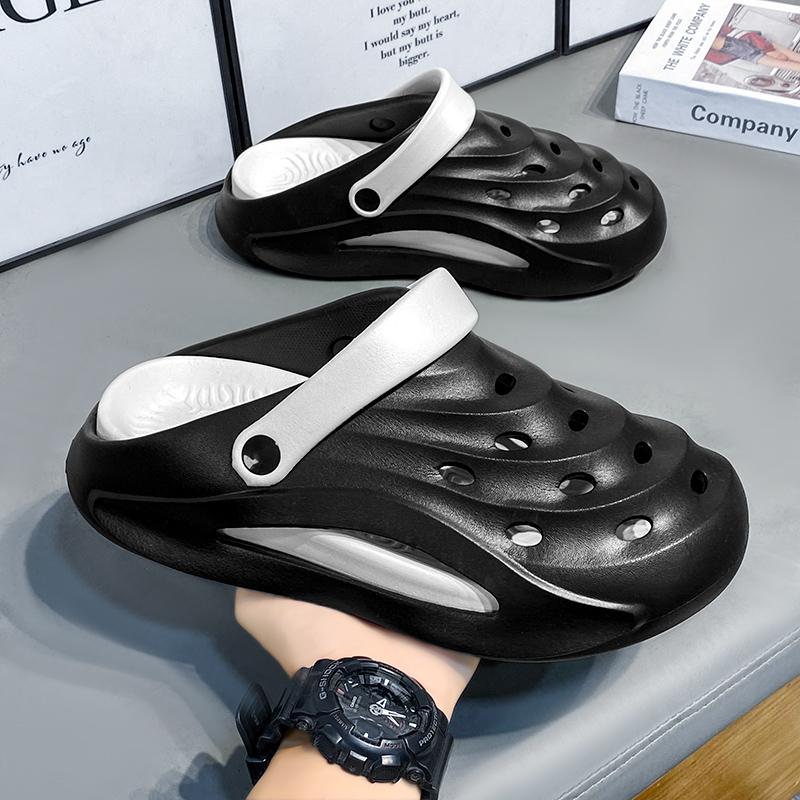 Fashion Trendy Men's Hollow Out Sandals Plus Size Dual Use Slippers Home Use Non-Slip Summer Beach Shoes EVA Sole Comfortable Wear
