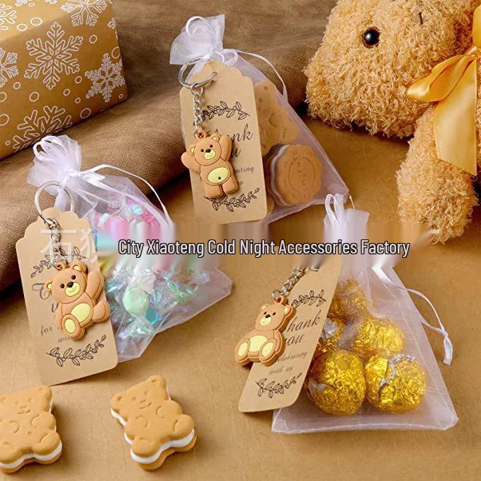 Gelber Bär Schlüsselanhänger Kunst Geschenk Anhänger, PVC-Material