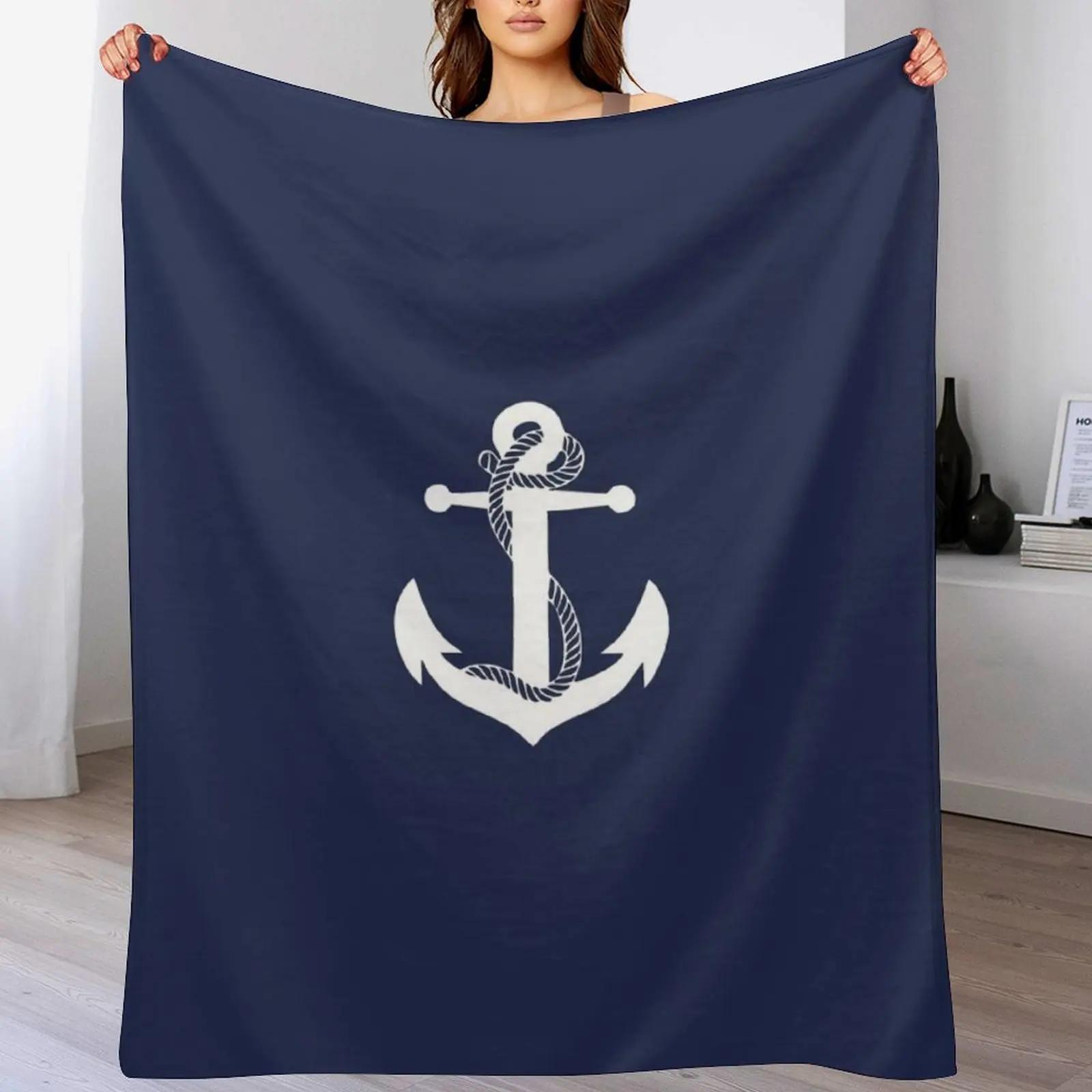 Anchor White Throw Blanket Travel Size Cozy Blanket for Plane Train 102x76cm(40x30in)