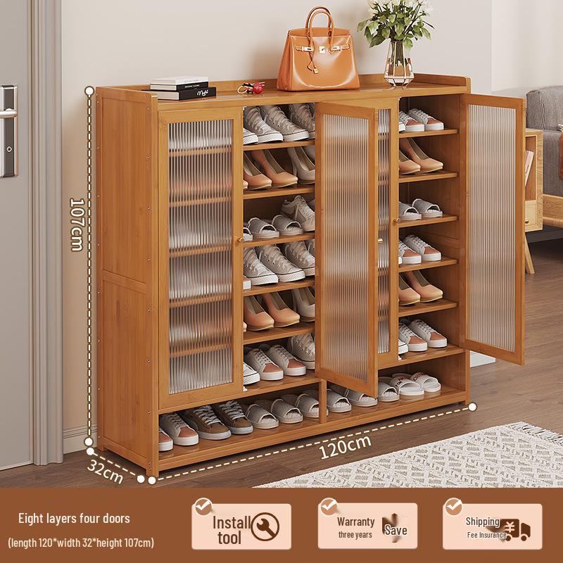 Japanese Rattan Dustproof Shoe Cabinet - Compact, Large-Capacity Entryway Storage Rack
