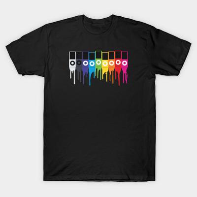 Men Black Print T-shirt Ipod Nano Chromatic No-Cut Transfer Paper Print Cotton Tshirt