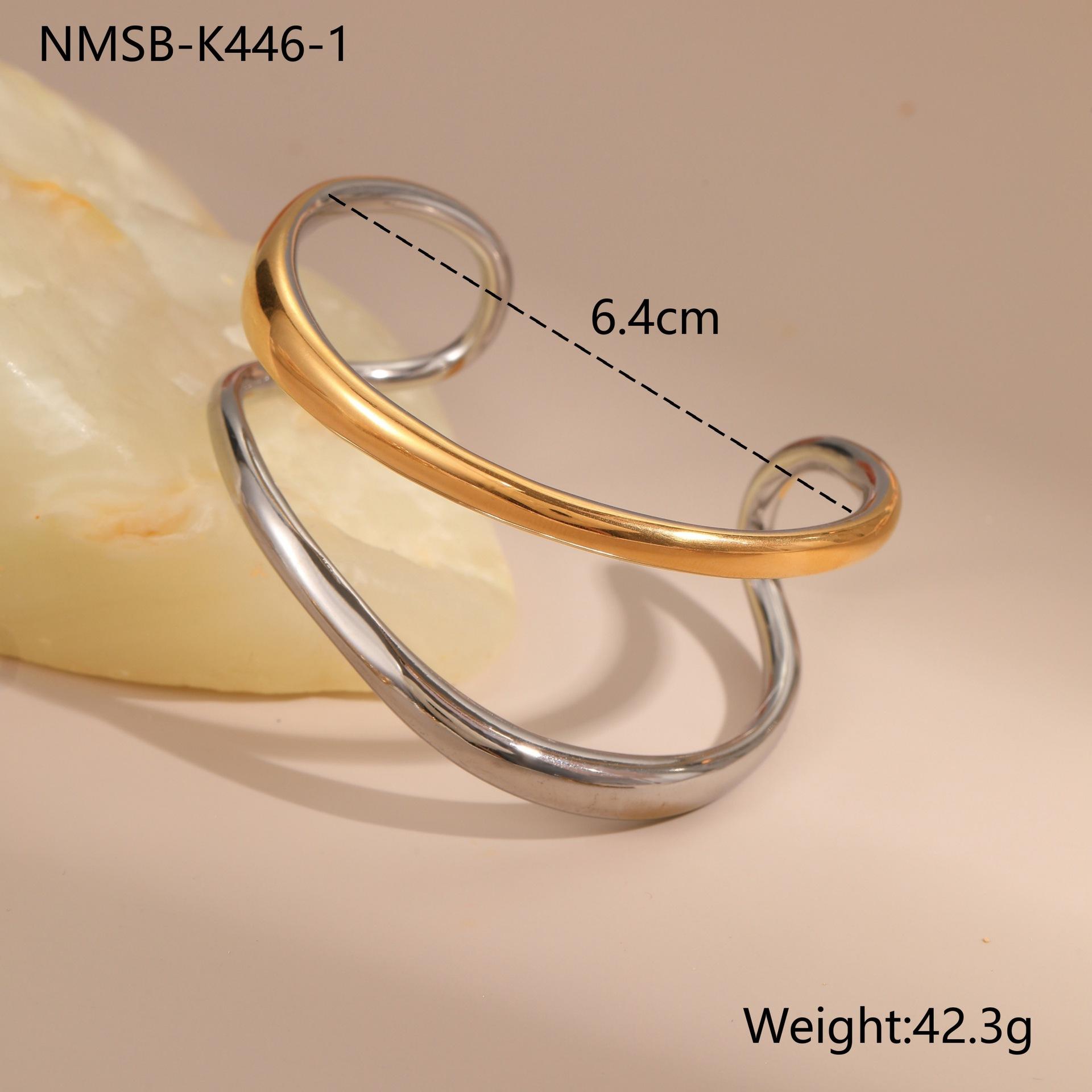 GEMCHIC Women s Geometric Color Block Stainless Steel Cuff Bracelet 18K Gold Plated Open Bangle Fashion Jewelry 18K