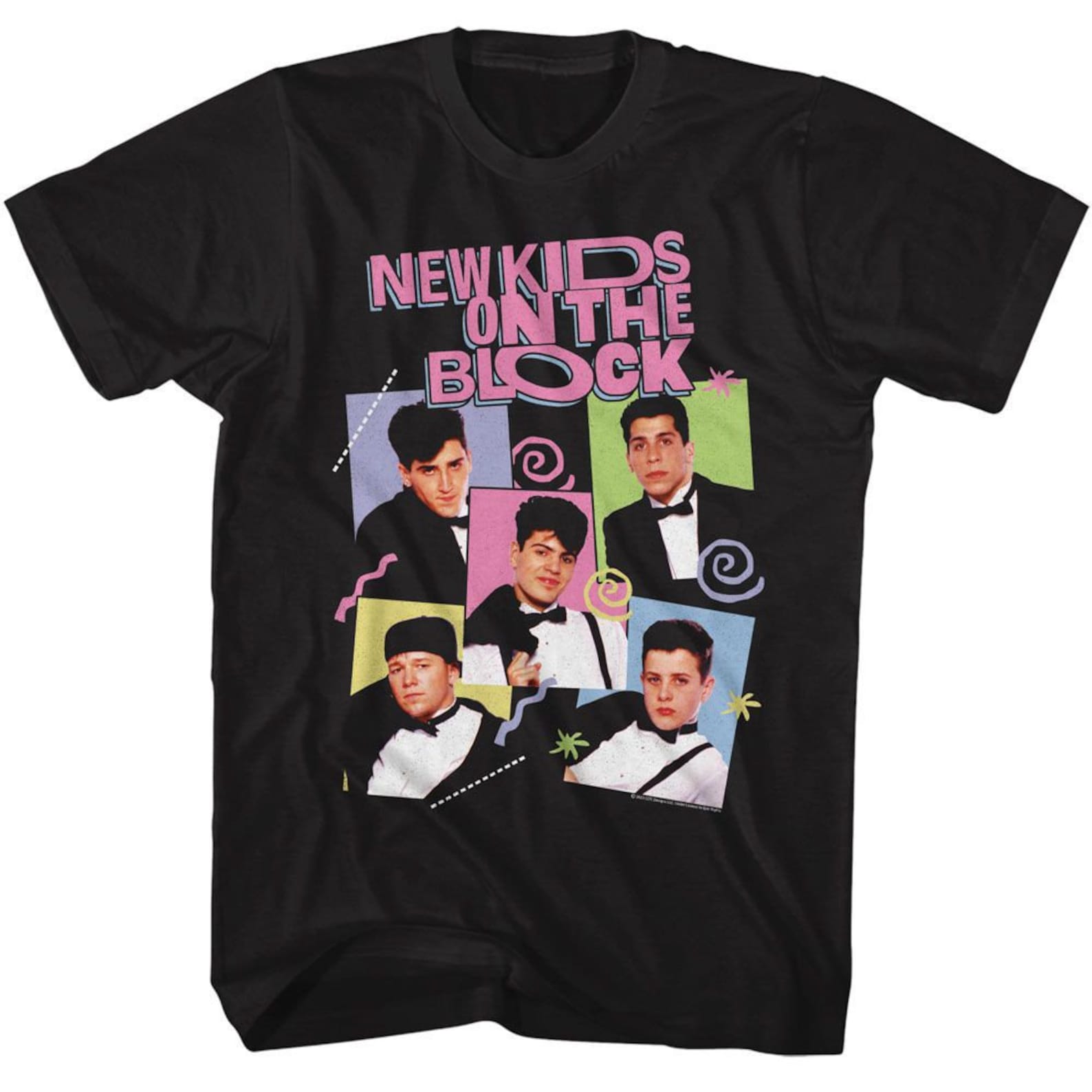 New Kids On The Block 90 s Designs Black T-Shirt 160
