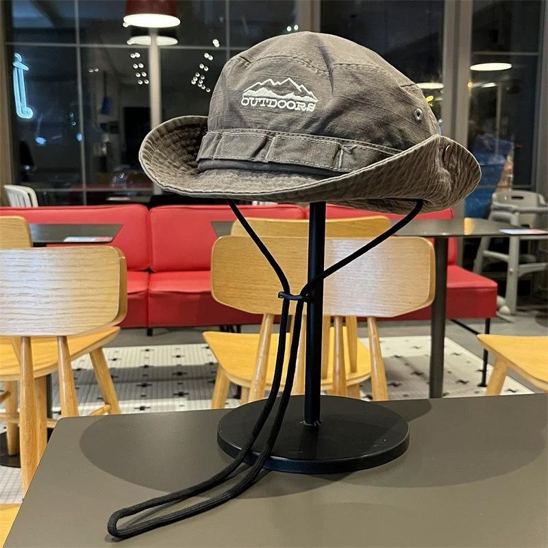 Popular Outdoor Retro Bucket Hat Summer Hiking Fishing Sun Protection Sun Hat Mountaineering Shade Western Cowboy Hat