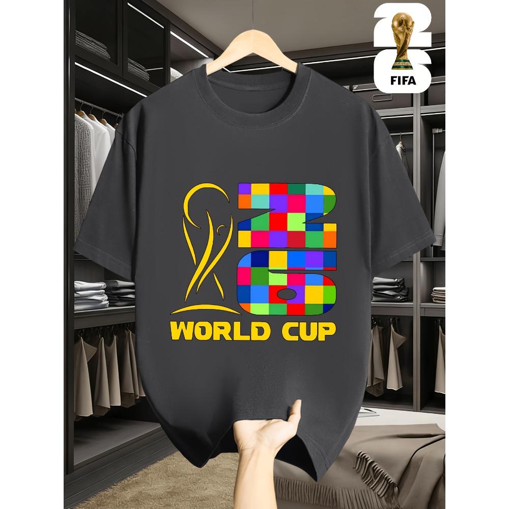 Men'S Short-Sleeve T-Shirt Featuring a Fun FIFA Football Design for The 2026 Usa-Canada-Mexico World Cup, Perfect for Street Style.