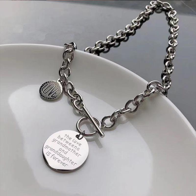 New simple geometric men s and women s retro simple initial necklace Titanium steel necklace Versatile design necklace