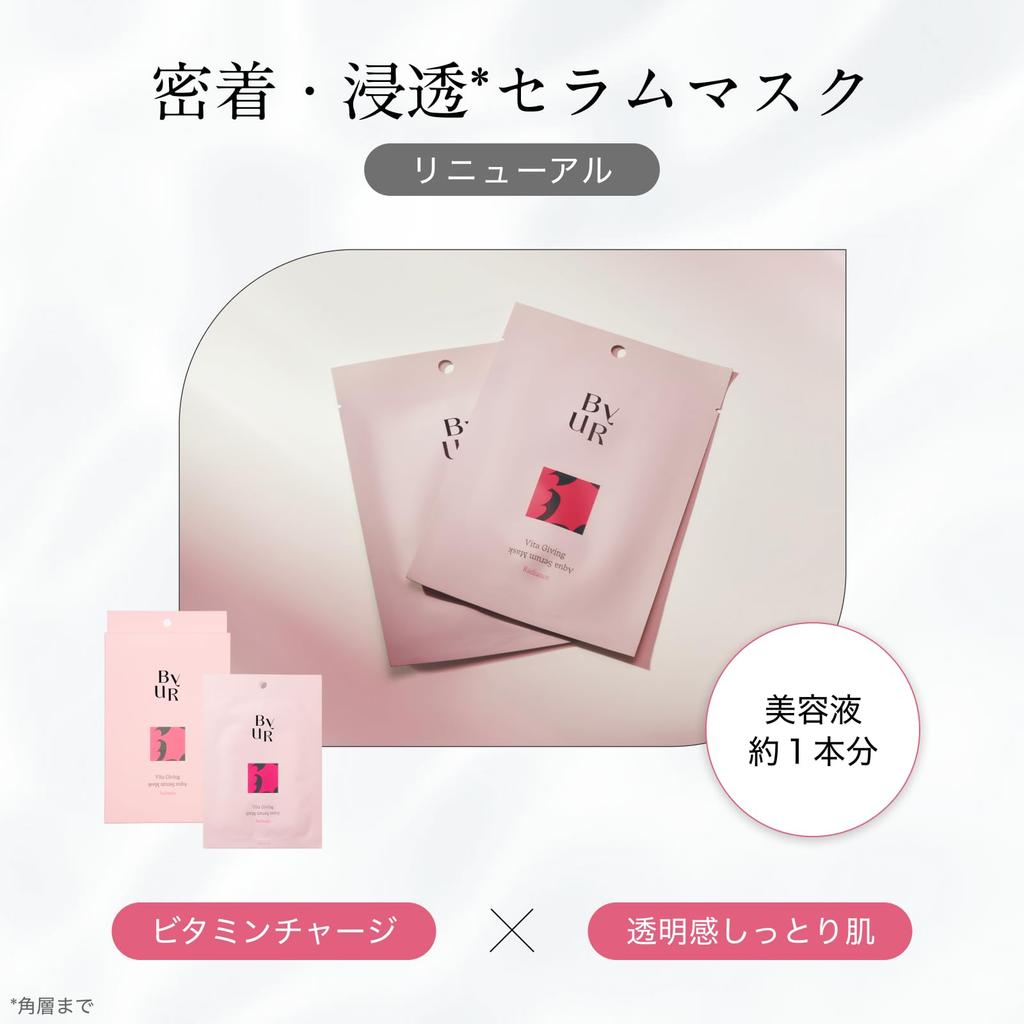 ByUR Face Pack Sheet Mask Individually Wrapped Pore Moisturizing Vitamin Aqua Serum Mask 1 Piece (Vitagiving V1)